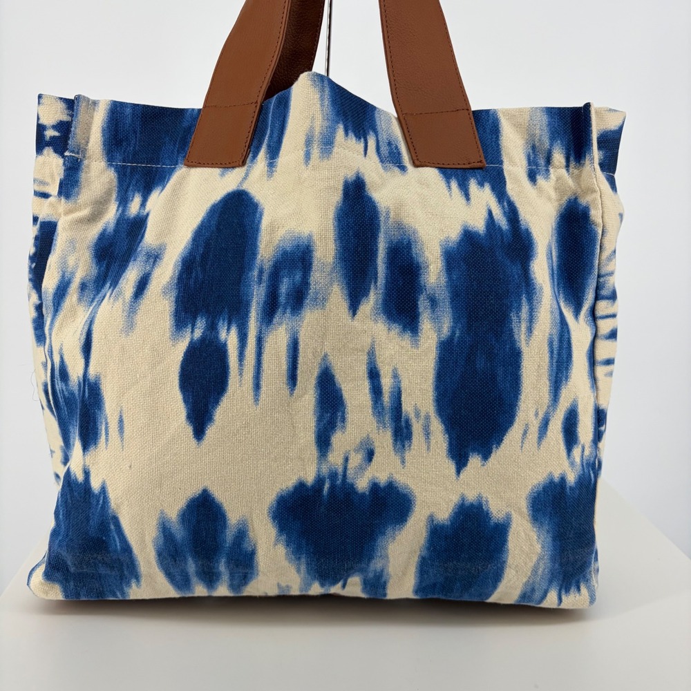 Lu + Elle Laguna Tote Large Indigo Tie Dye Canvas Boho Beach Bag Nautical Market